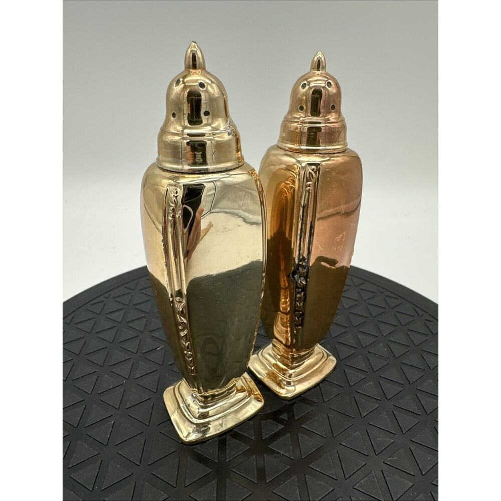 1881 Set Of Gold Plates Rogers Oneida Vintage Salt And Pepper Shakers